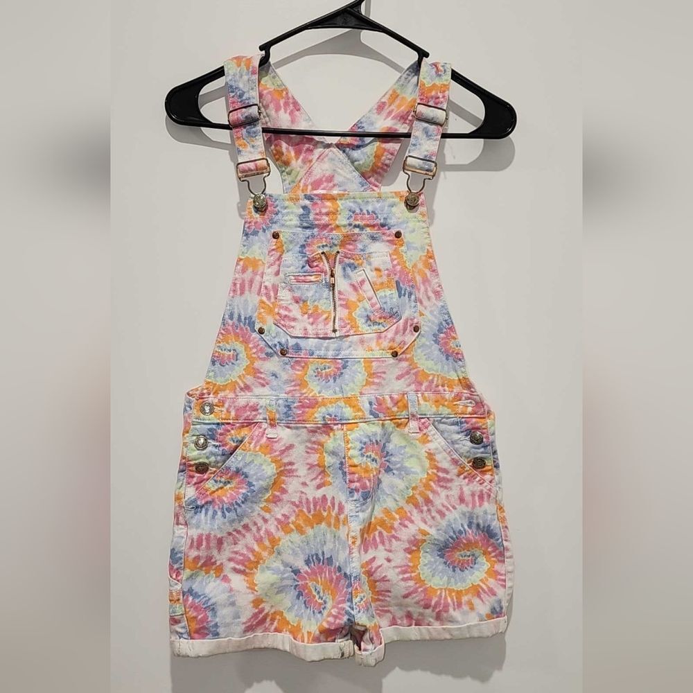 Chillipop Girls Colorful Tie-Dye Kids Overall Shorts Size -14-16